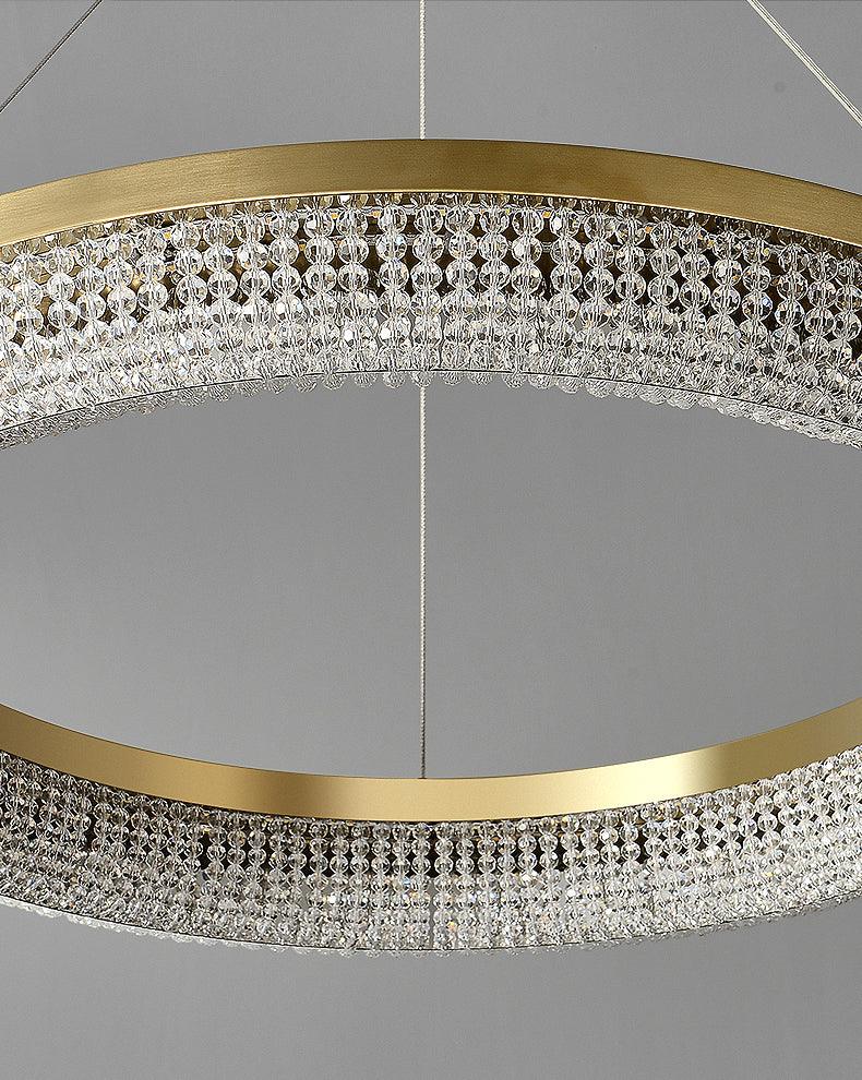 Caelis Chandelier Round Ring Crystal Gold LED-Neutral Decor