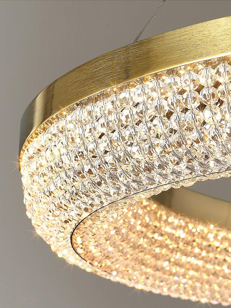 Caelis Chandelier Round Ring Crystal Gold LED-Neutral Decor