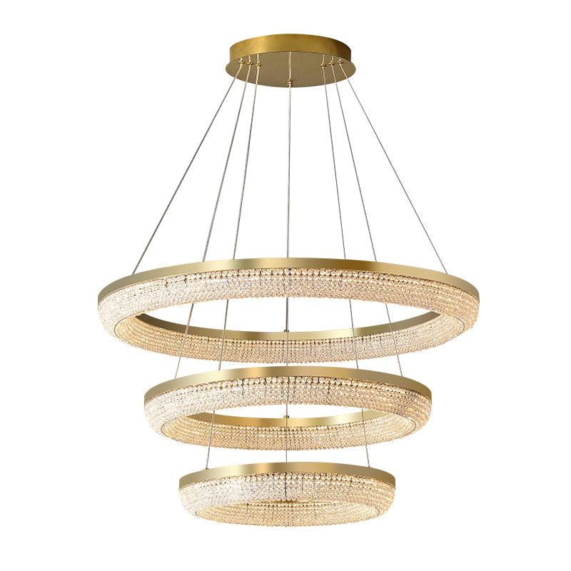 Caelis Chandelier Round Ring Crystal Gold LED-Neutral Decor