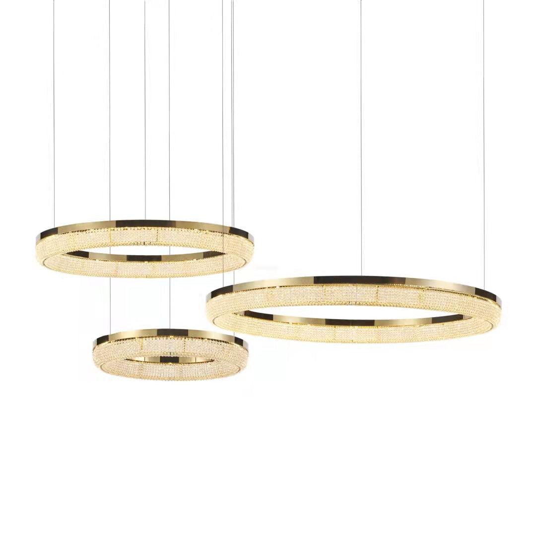 Caelis Chandelier Round Ring Crystal Gold LED-Neutral Decor