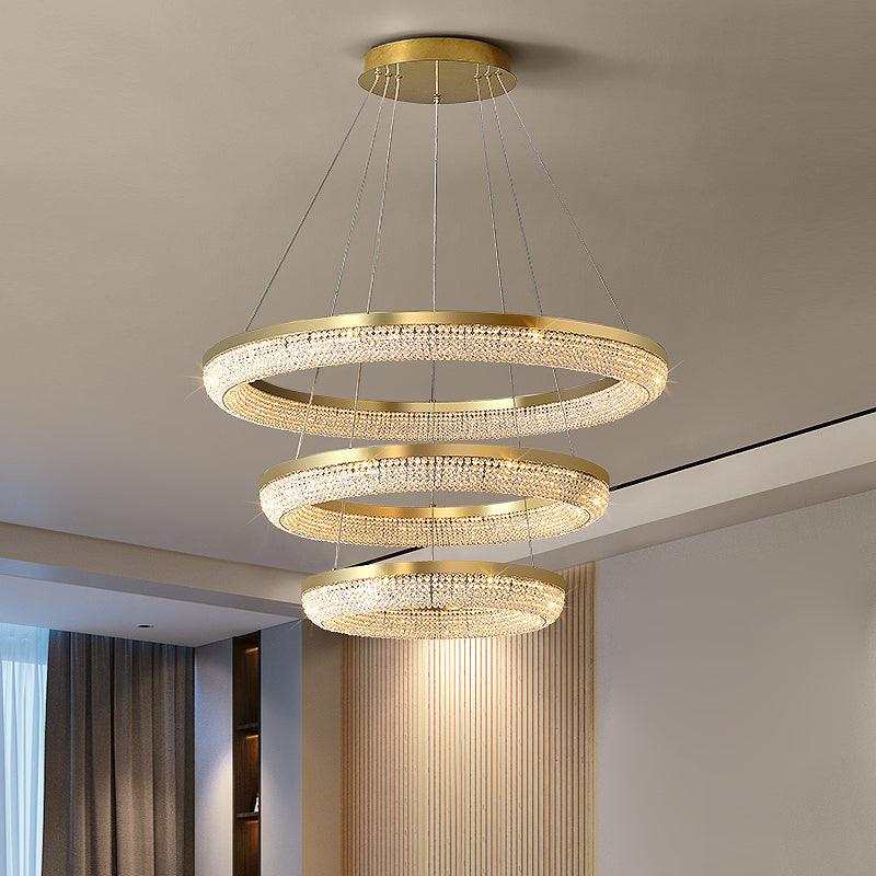 Caelis Chandelier Round Ring Crystal Gold LED-Neutral Decor