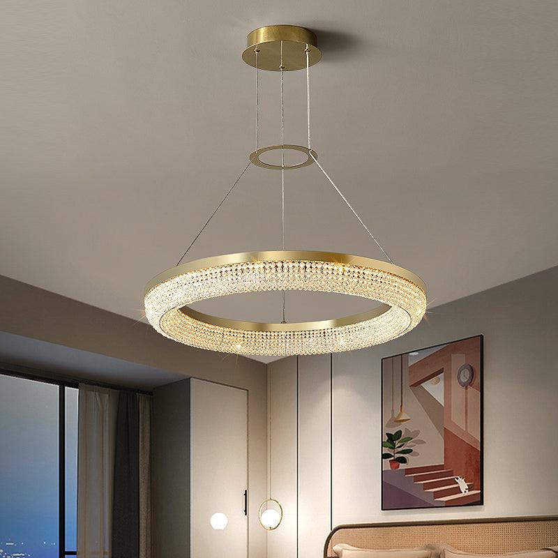 Caelis Chandelier Round Ring Crystal Gold LED-Neutral Decor