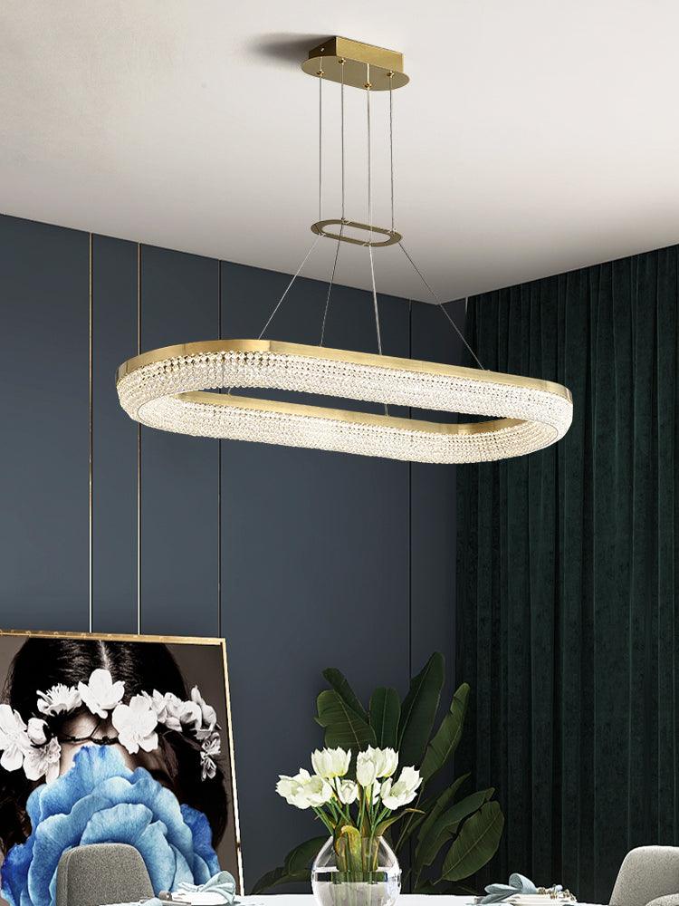 Caelis Chandelier Round Ring Crystal Gold LED-Neutral Decor