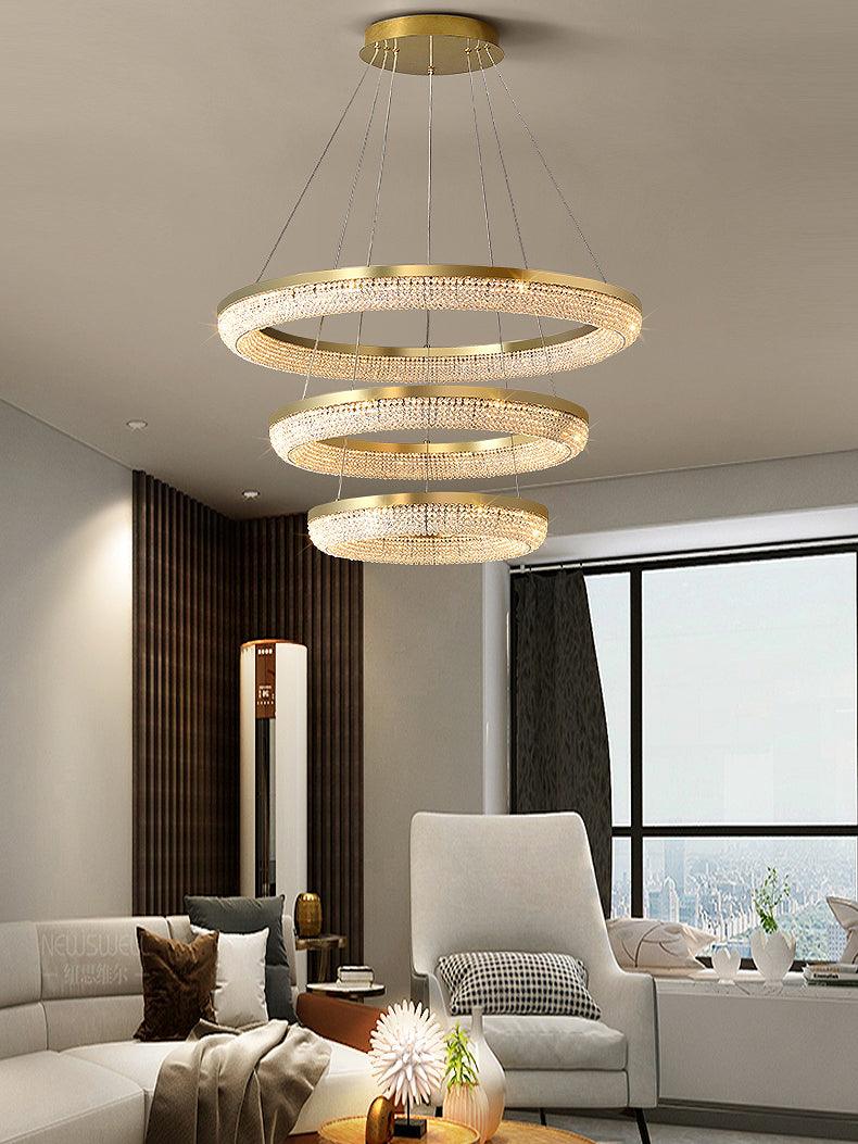 Caelis Chandelier Round Ring Crystal Gold LED-Neutral Decor