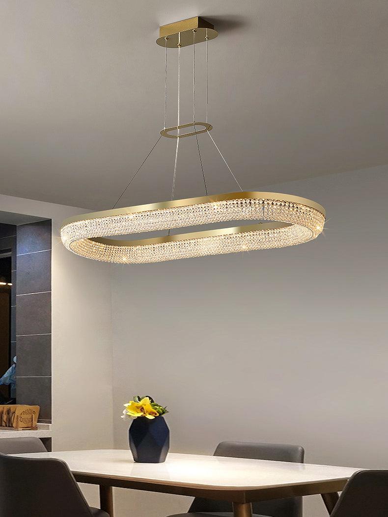 Caelis Chandelier Round Ring Crystal Gold LED-Neutral Decor