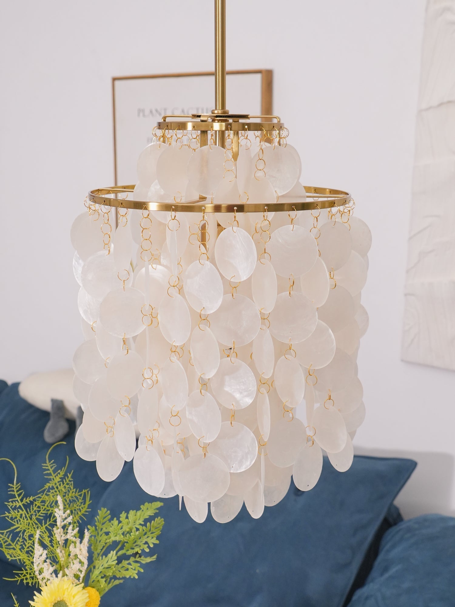 Rivena Pendant Lamp Round Shell Ring-Neutral Decor