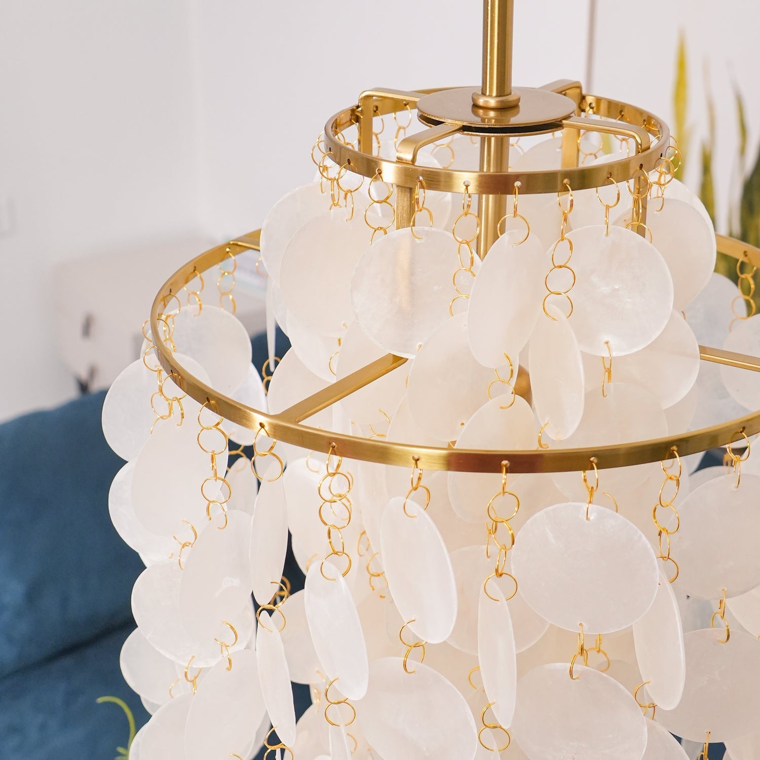 Rivena Pendant Lamp Round Shell Ring-Neutral Decor