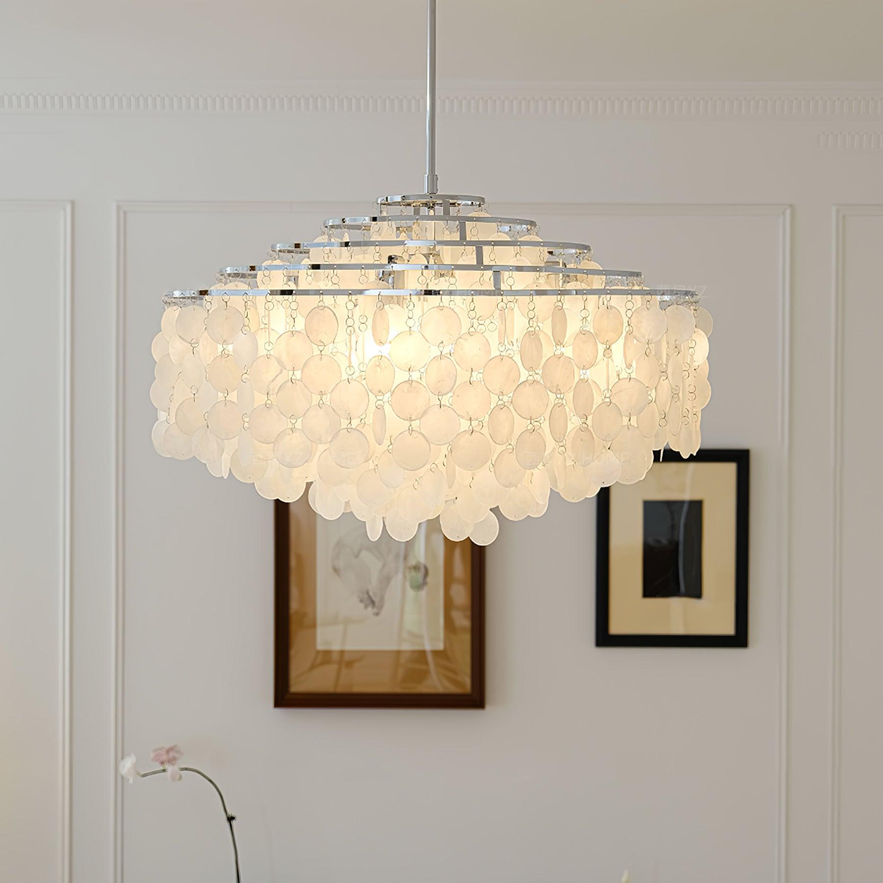 Vana Pendant Lamp Round Shell Chrome Metal-Neutral Decor