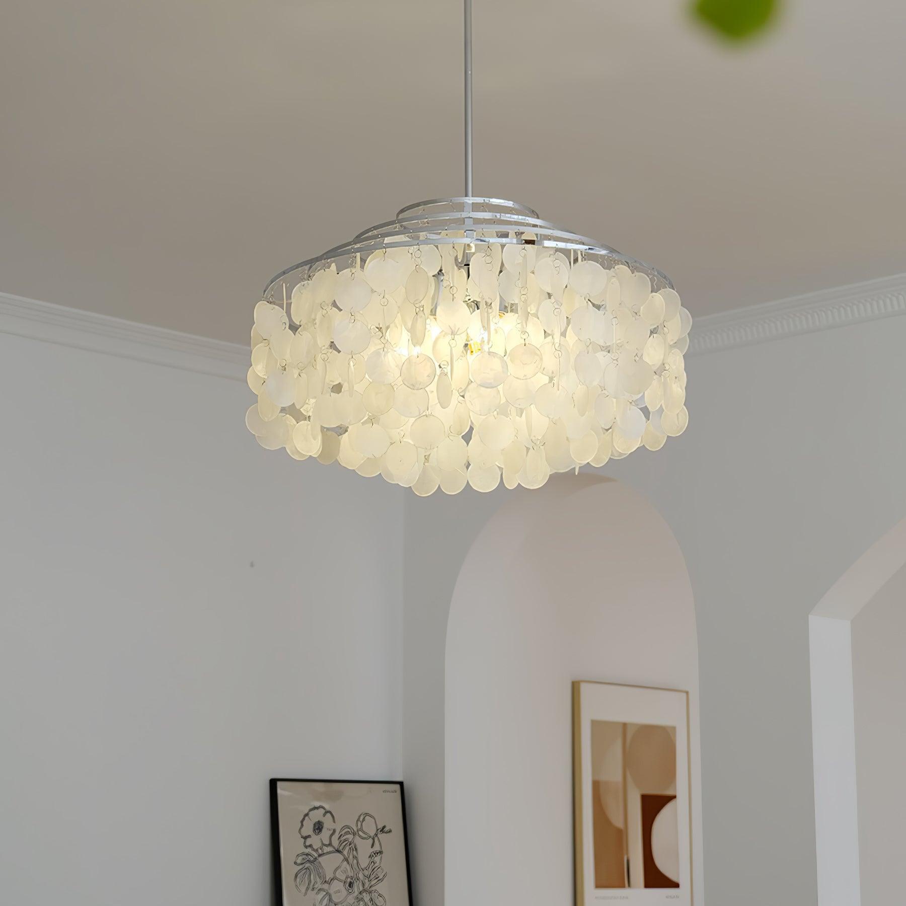 Vana Pendant Lamp Round Shell Chrome Metal-Neutral Decor