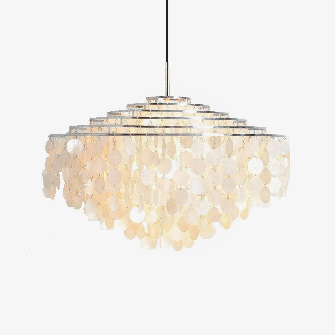 Rivena Pendant Lamp Round Shell Ring-Neutral Decor