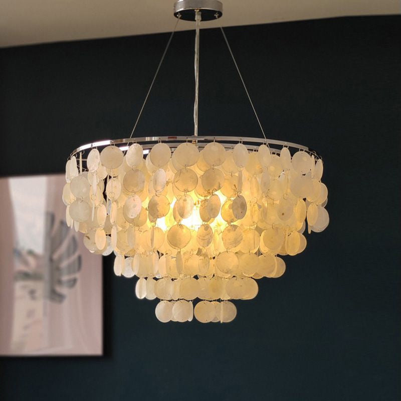 Rivena Pendant Lamp Round Shell Ring-Neutral Decor