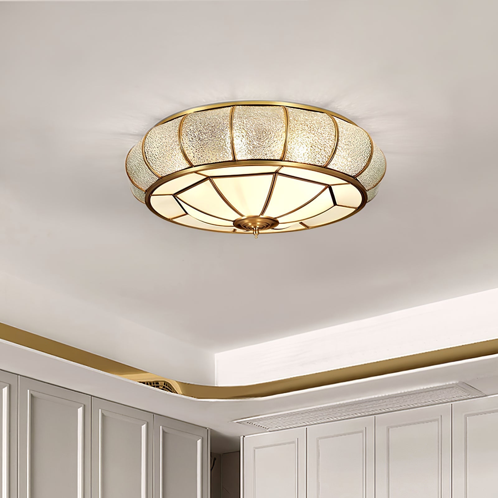 Zothaus Traditional Round Textured Glass Ceiling Light-Neutral Decor
