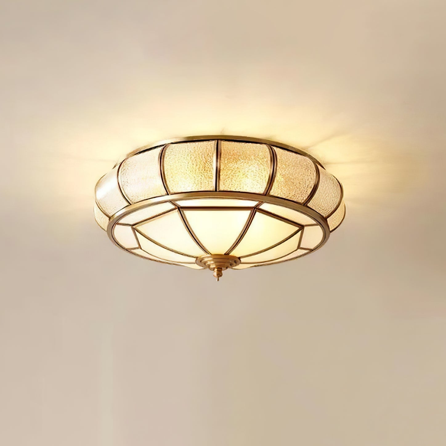 Zothaus Traditional Round Textured Glass Ceiling Light-Neutral Decor