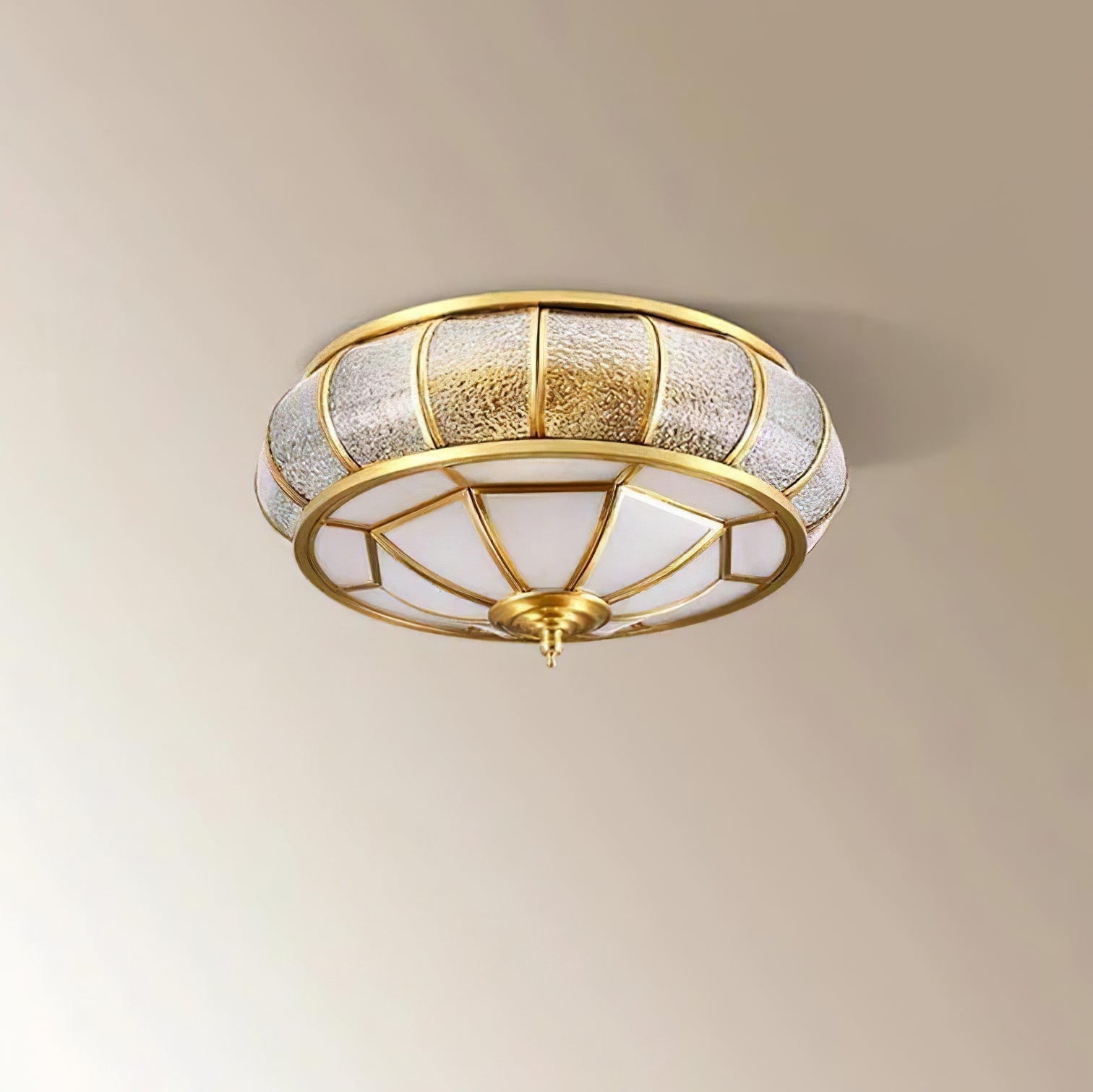 Zothaus Traditional Round Textured Glass Ceiling Light-Neutral Decor