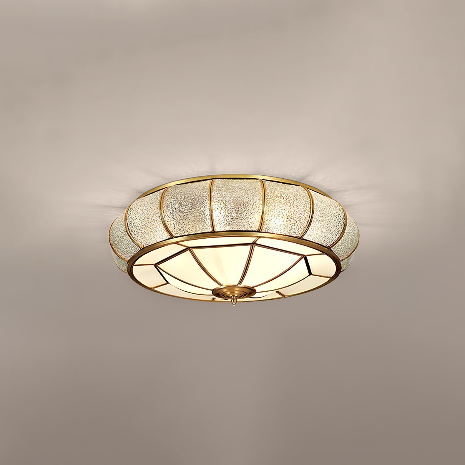 Zothaus Traditional Round Textured Glass Ceiling Light-Neutral Decor