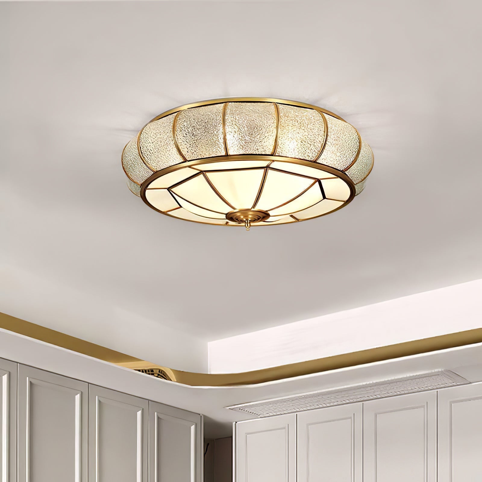 Zothaus Traditional Round Textured Glass Ceiling Light-Neutral Decor