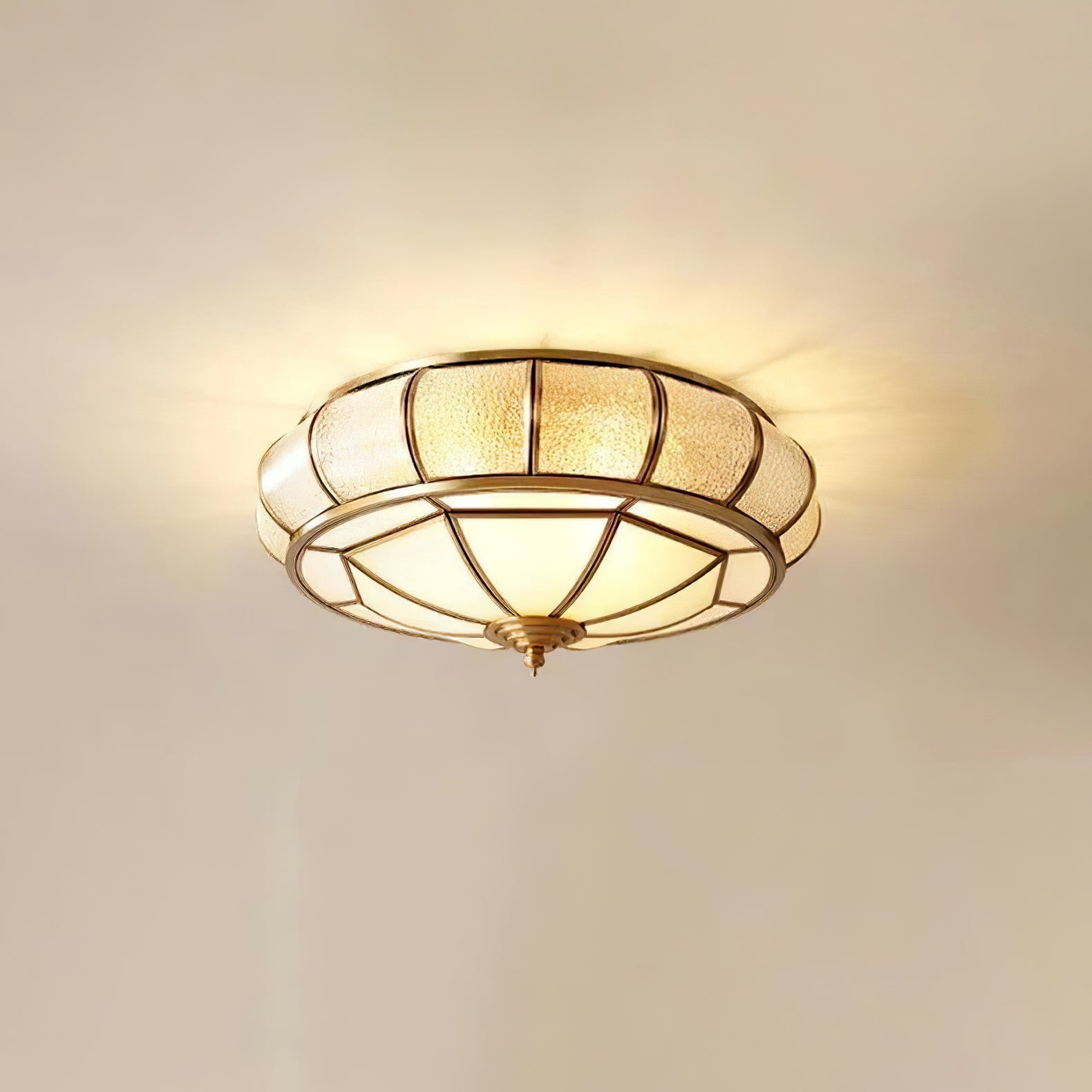 Zothaus Traditional Round Textured Glass Ceiling Light-Neutral Decor