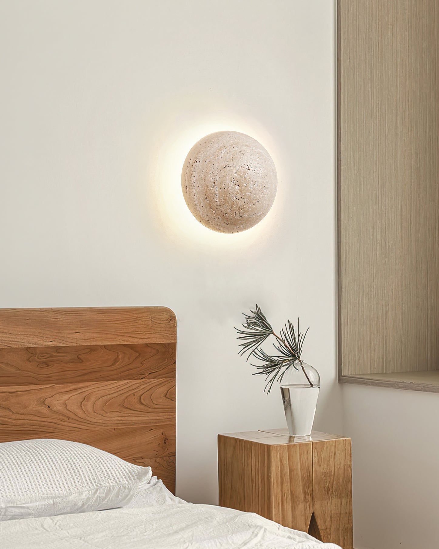 Ritta Round Travertine Wall Lamp