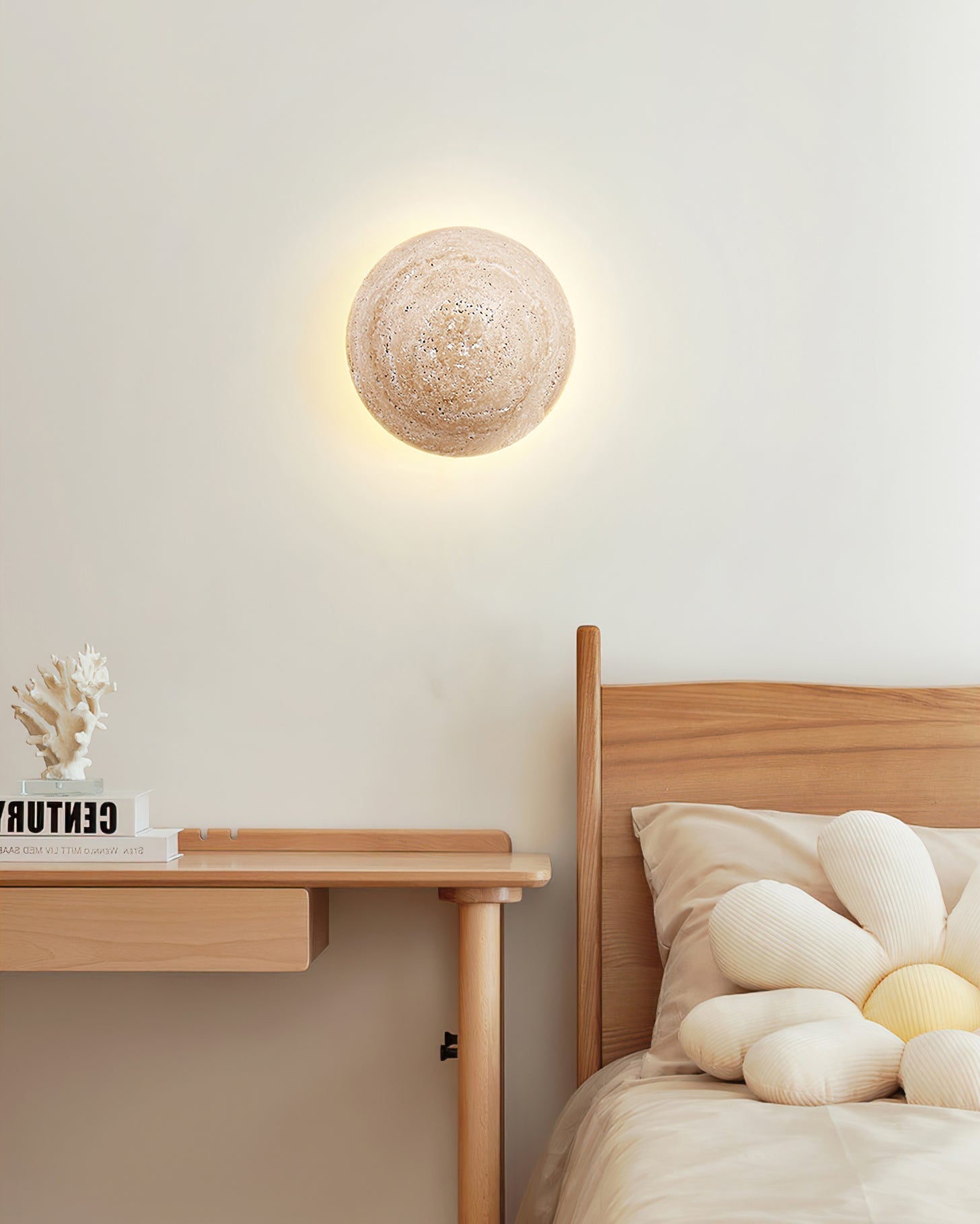 Ritta Round Travertine Wall Lamp