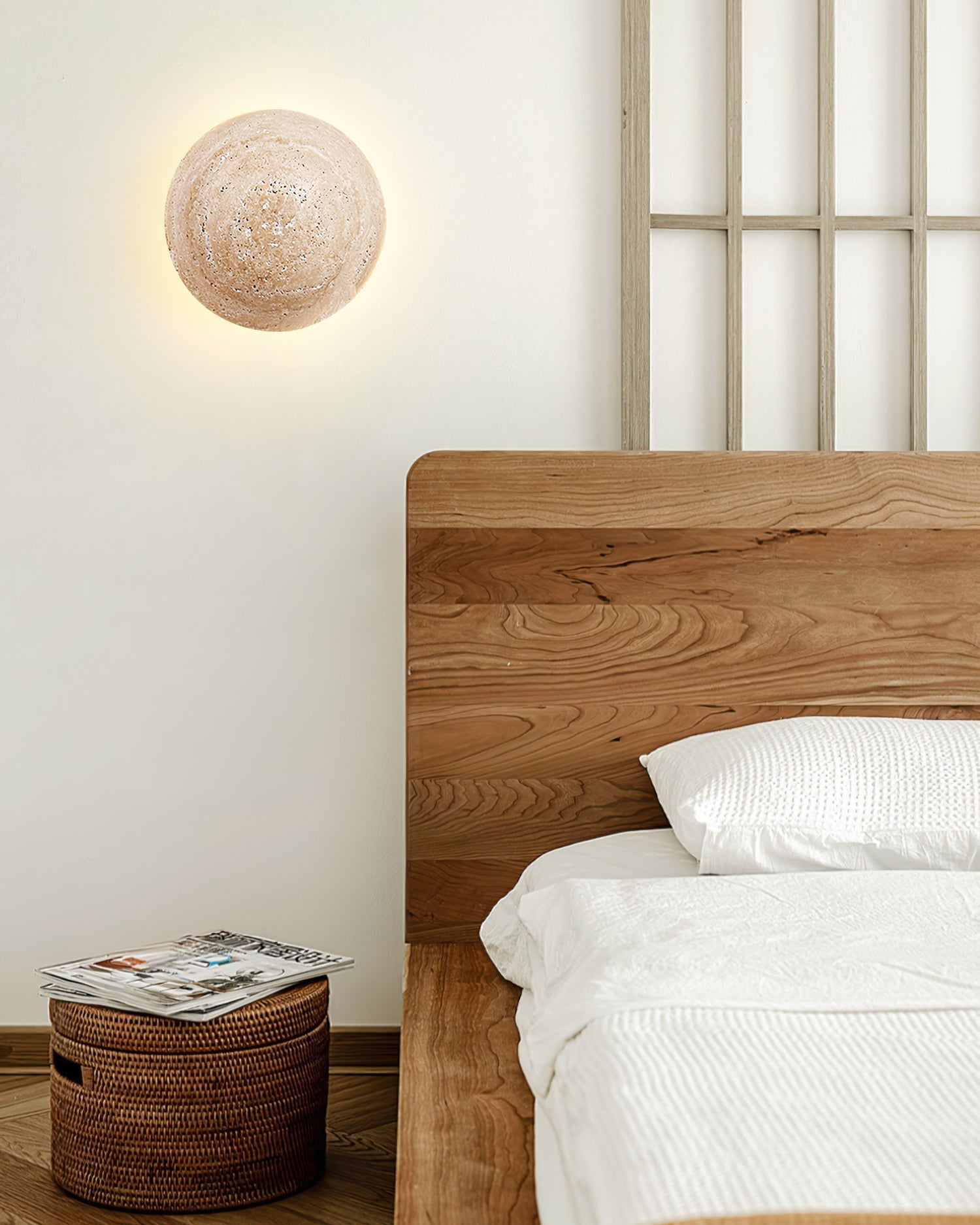 Ritta Round Travertine Wall Lamp