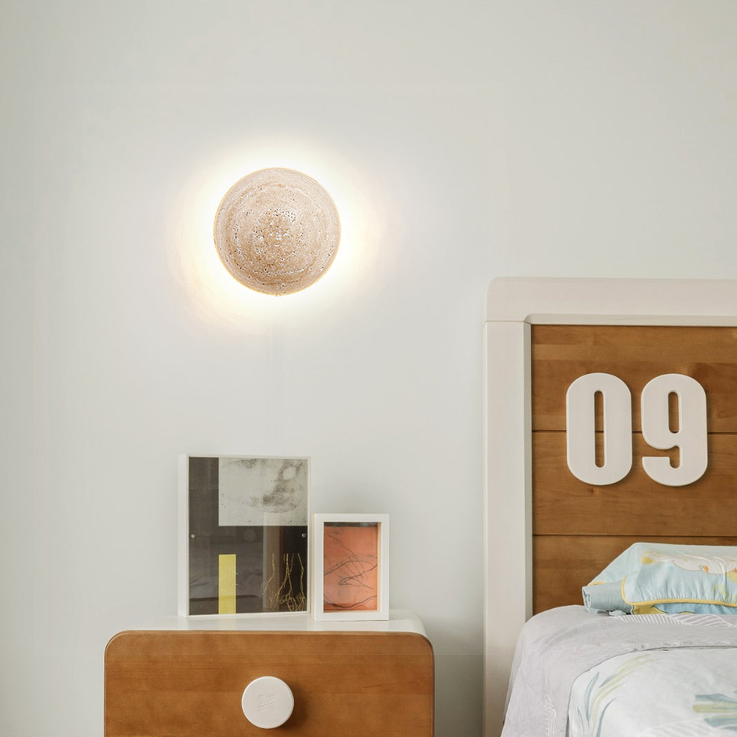 Ritta Round Travertine Wall Lamp
