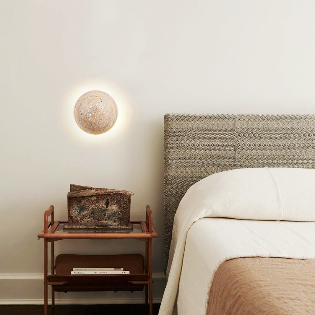 Ritta Round Travertine Wall Lamp