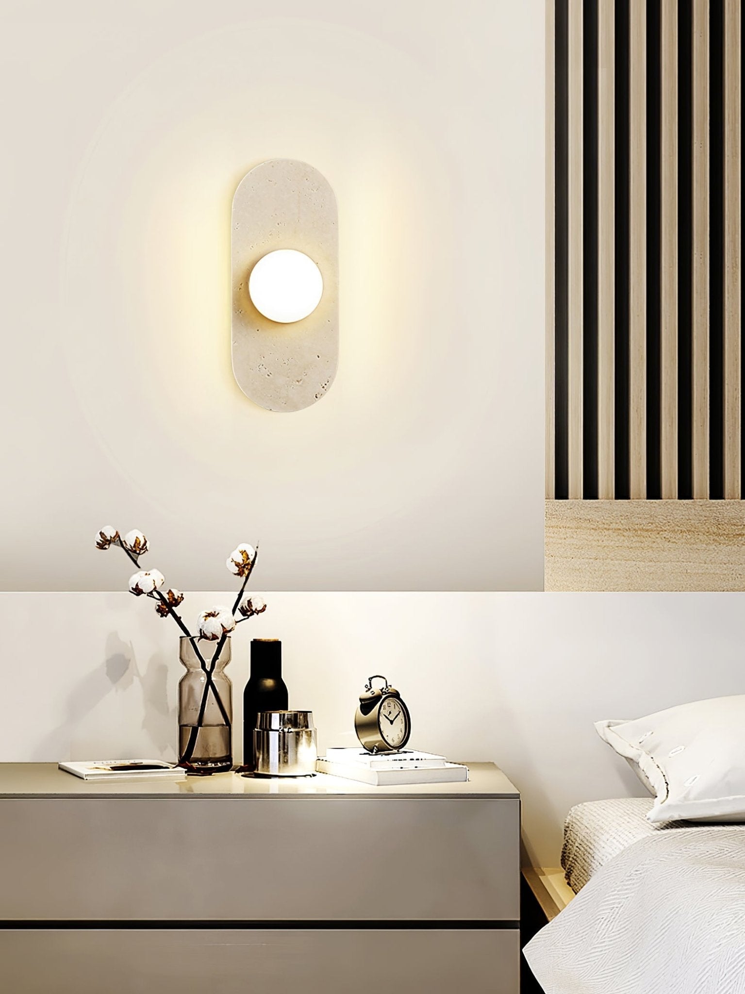 Zasoliel Minimalist Travertine Wall Light-Neutral Decor
