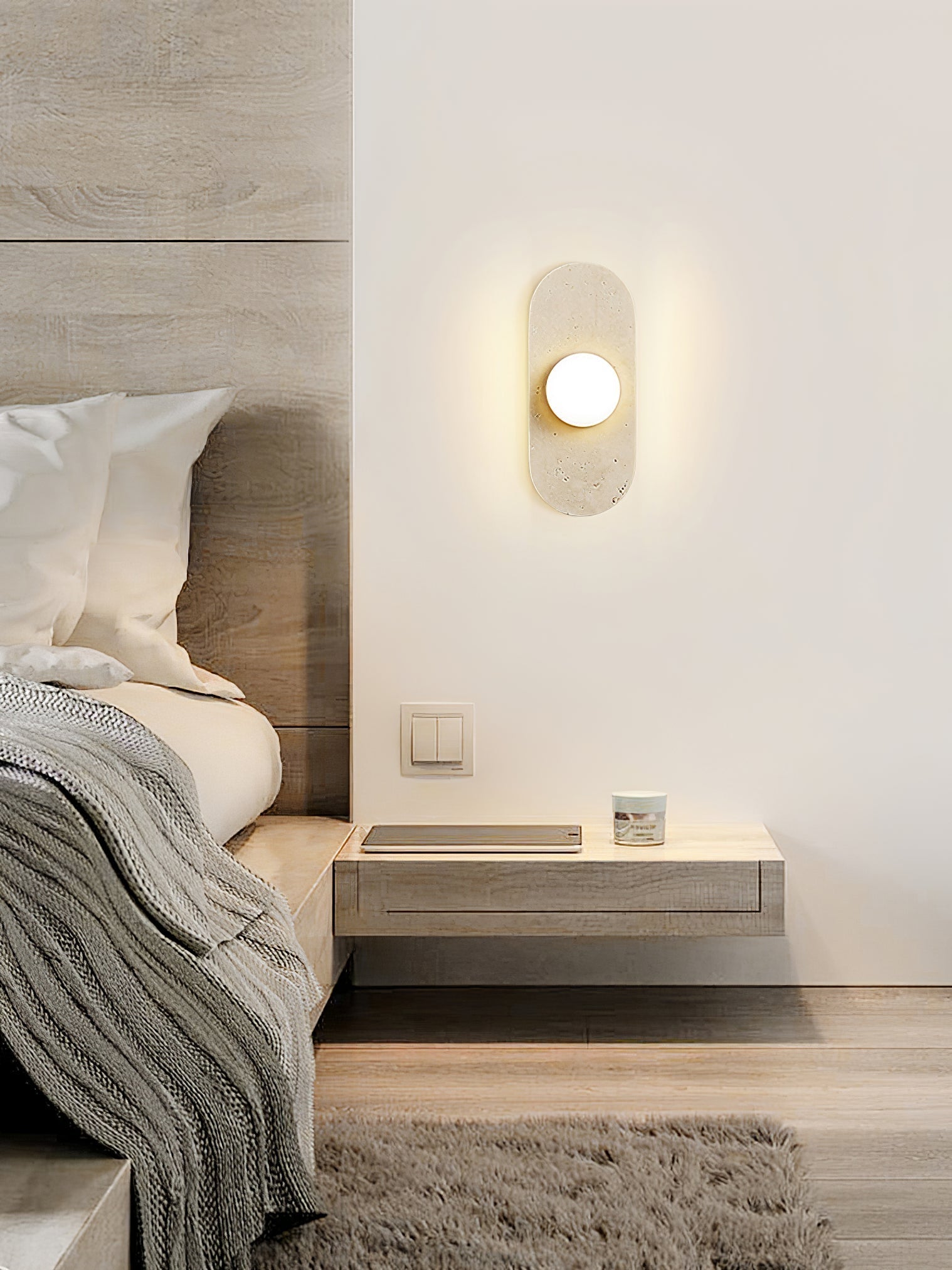Zasoliel Minimalist Travertine Wall Light-Neutral Decor