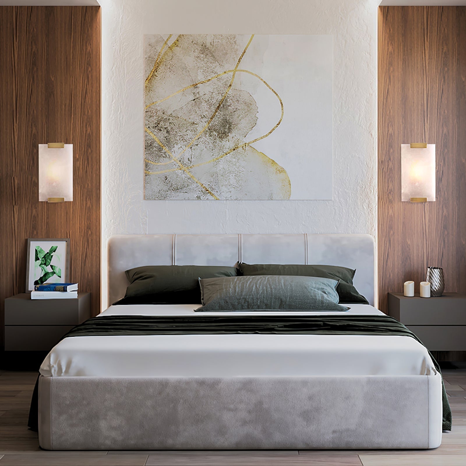 Velen Wall Lamp Alabaster Panel Glow-Neutral Decor