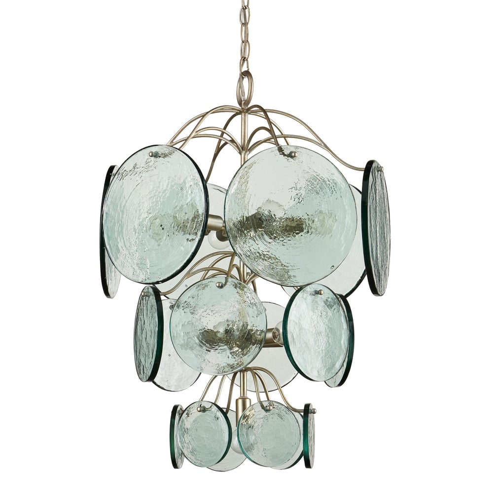 Aurora Chandelier Rovigo Recycled Glass Disc Modern Flowing-Neutral Decor