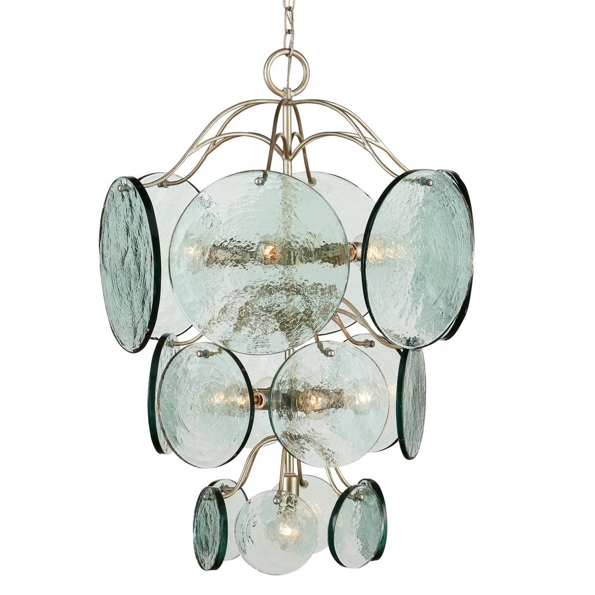 Aurora Chandelier Rovigo Recycled Glass Disc Modern Flowing-Neutral Decor