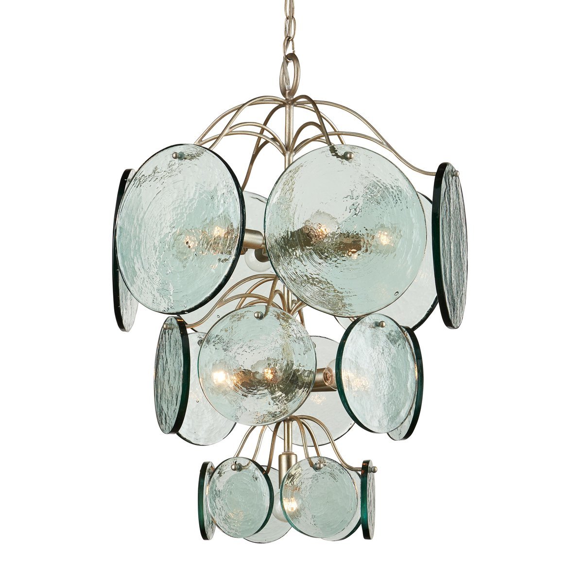 Aurora Chandelier Rovigo Recycled Glass Disc Modern Flowing-Neutral Decor