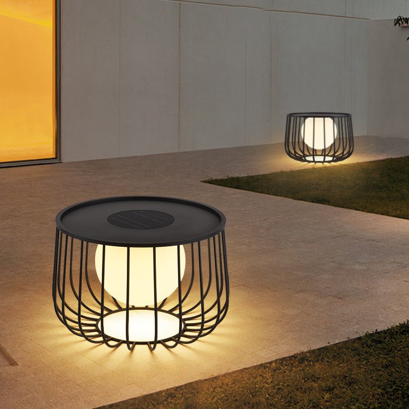 Rowan Cage Solar Lantern Outdoor Lamp-Neutral Decor