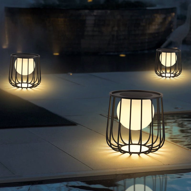 Rowan Cage Solar Lantern Outdoor Lamp-Neutral Decor