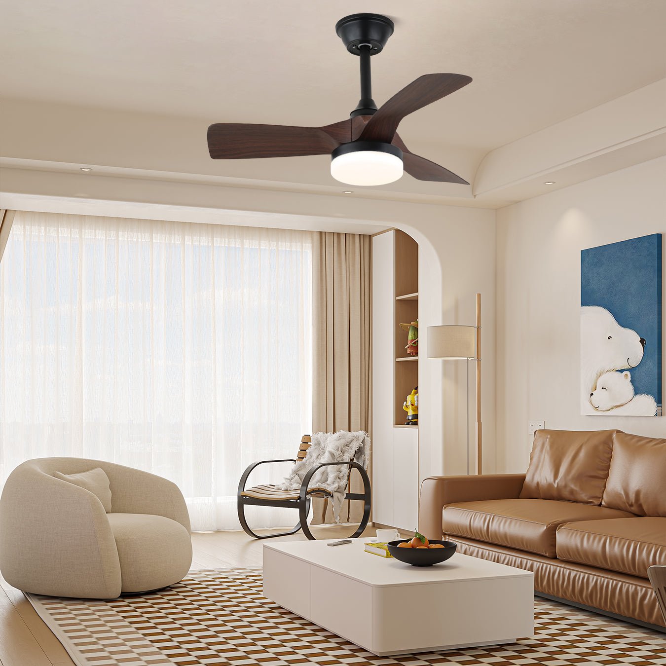 Orlen Minimalist Wood Ceiling Fan Light-Neutral Decor