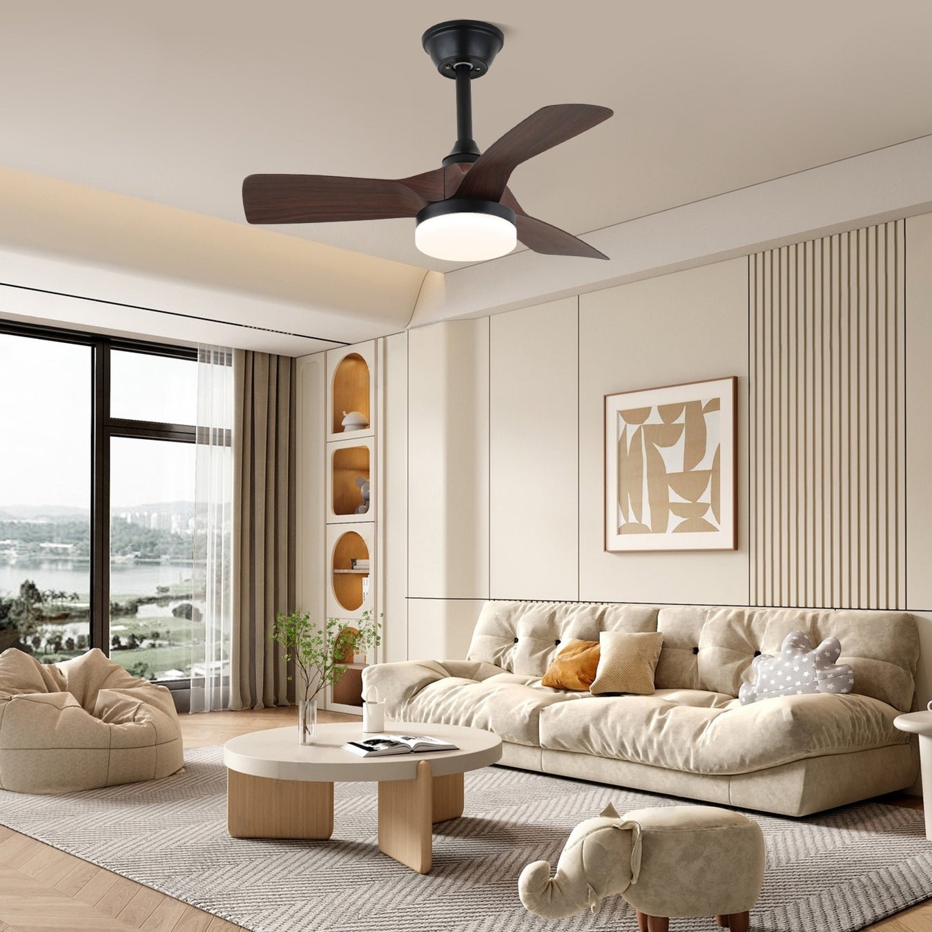 Orlen Minimalist Wood Ceiling Fan Light-Neutral Decor