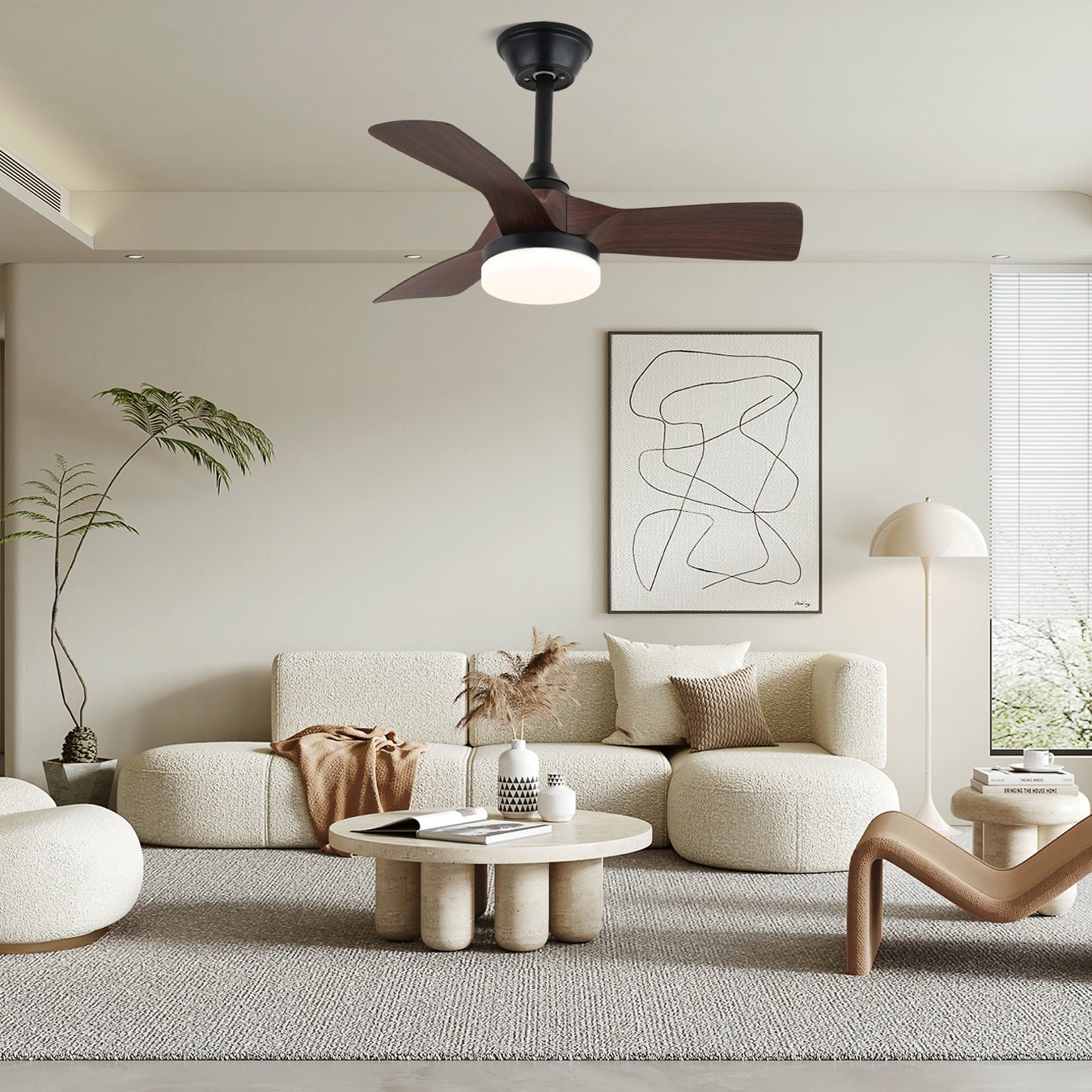 Orlen Minimalist Wood Ceiling Fan Light-Neutral Decor