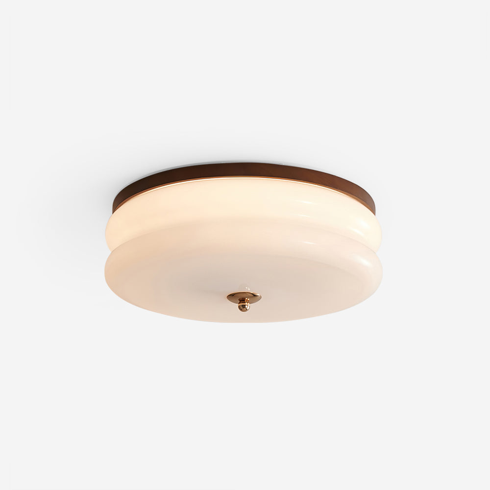 Cora Ceiling Light Double-Layer Glass Disc Walnut Minimalist-Neutral Decor