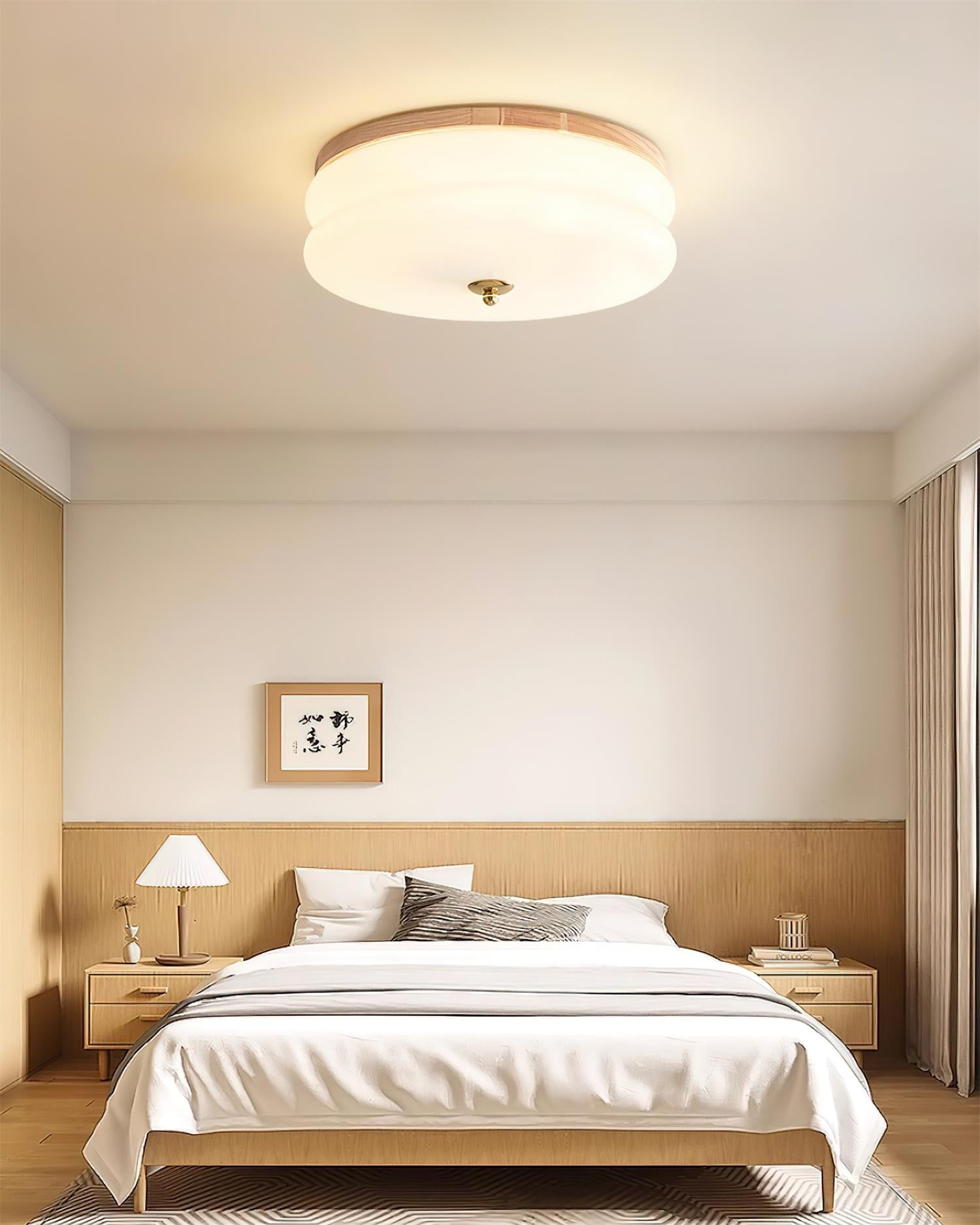 Cora Ceiling Light Double-Layer Glass Disc Walnut Minimalist-Neutral Decor