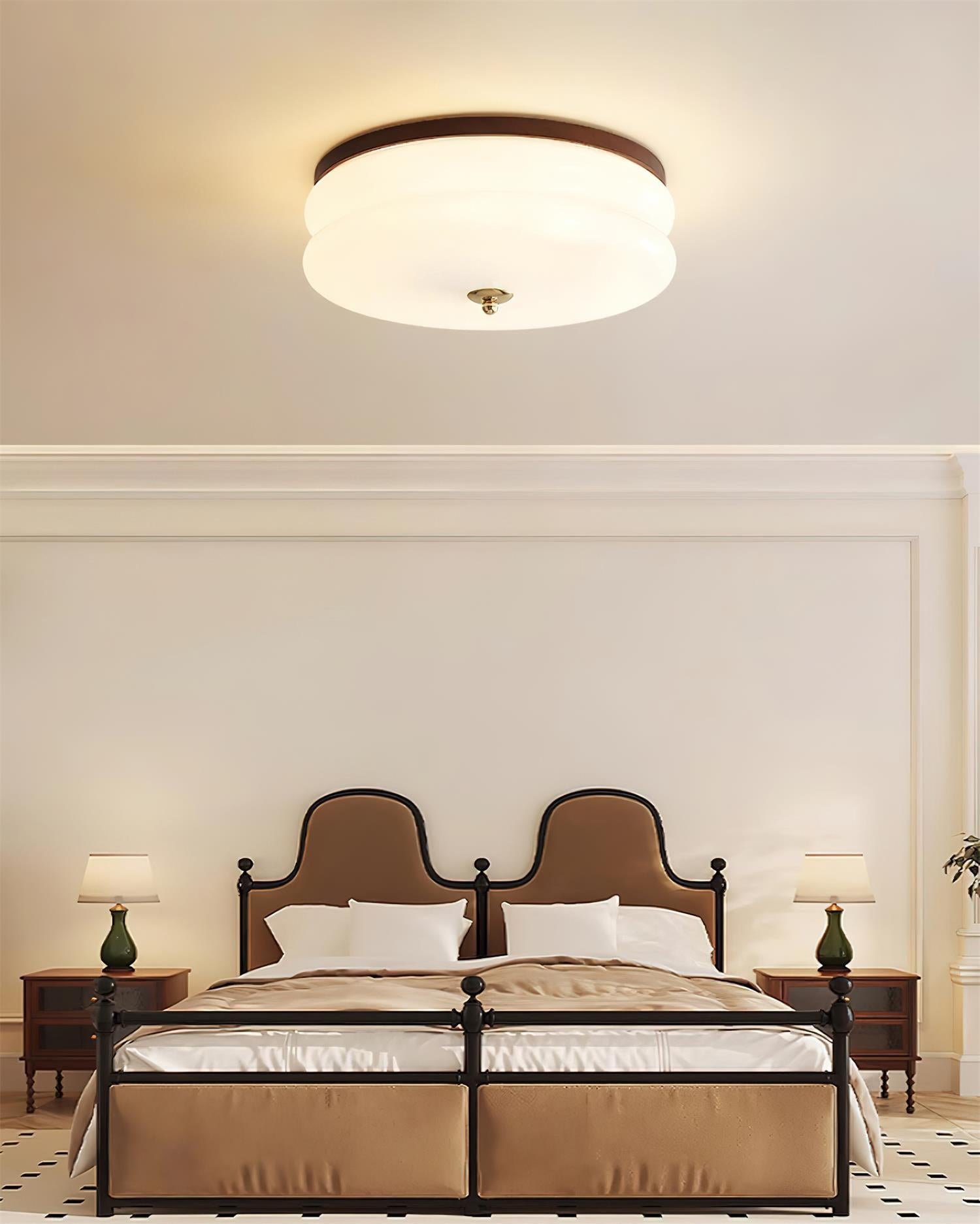 Cora Ceiling Light Double-Layer Glass Disc Walnut Minimalist-Neutral Decor