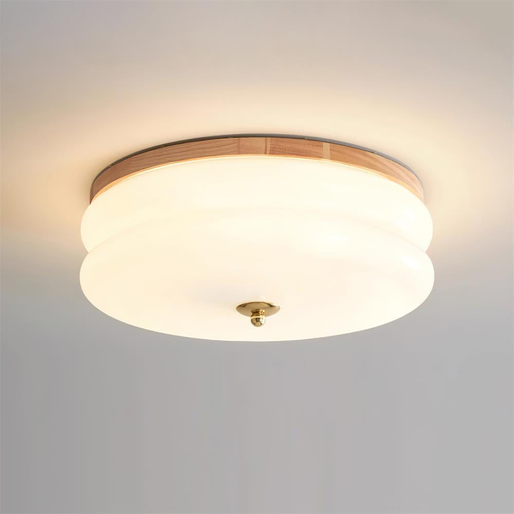 Cora Ceiling Light Double-Layer Glass Disc Walnut Minimalist-Neutral Decor