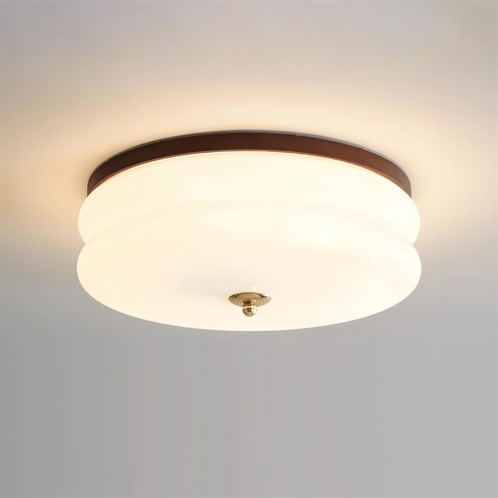 Cora Ceiling Light Double-Layer Glass Disc Walnut Minimalist-Neutral Decor