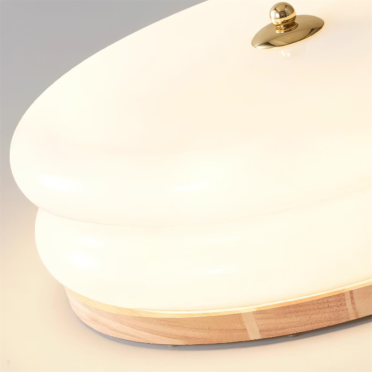 Ceiling Light Double-Layer Glass Disc Walnut Wood Minimalist