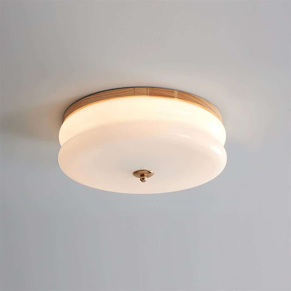 Cora Ceiling Light Double-Layer Glass Disc Walnut Minimalist-Neutral Decor