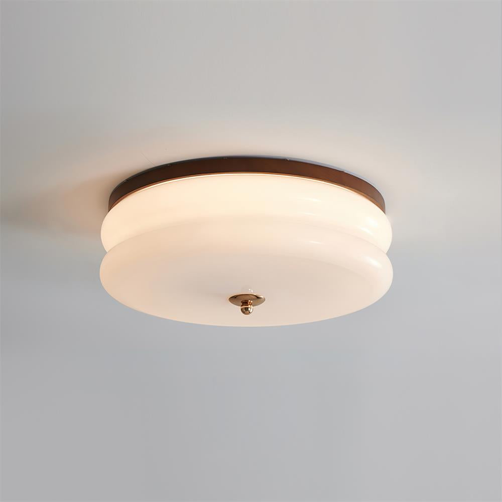 Cora Ceiling Light Double-Layer Glass Disc Walnut Minimalist-Neutral Decor