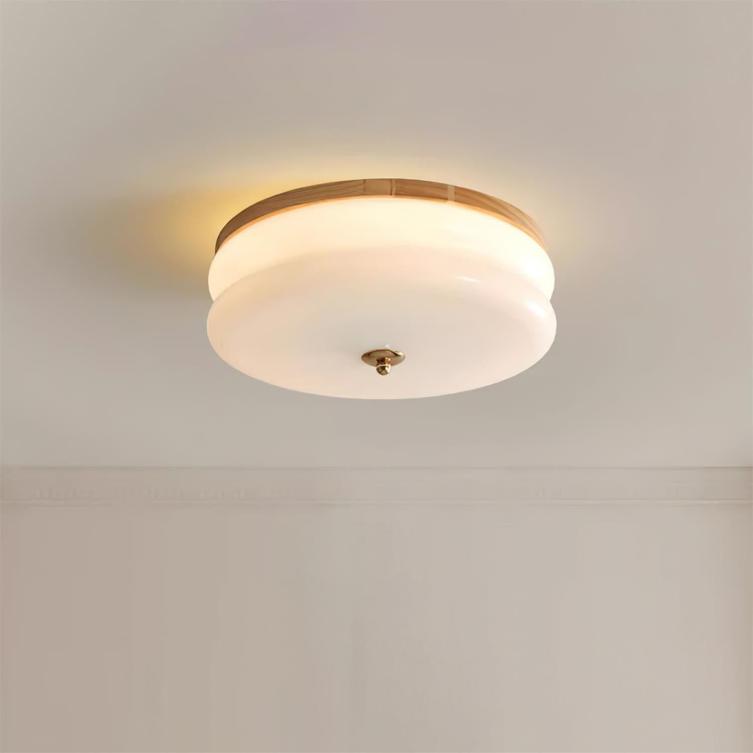 Cora Ceiling Light Double-Layer Glass Disc Walnut Minimalist-Neutral Decor
