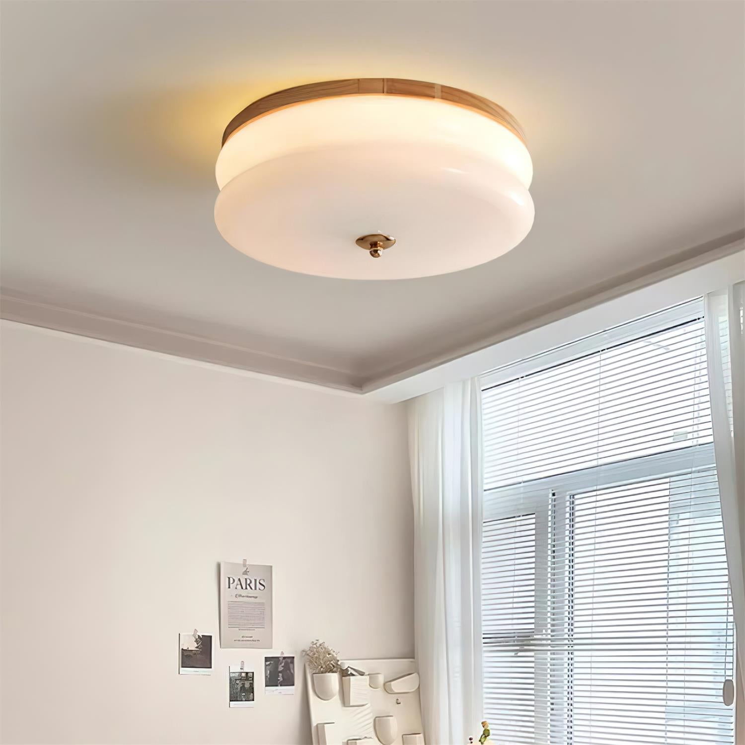 Cora Ceiling Light Double-Layer Glass Disc Walnut Minimalist-Neutral Decor