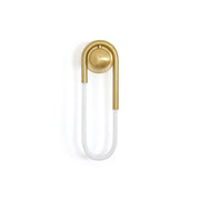 Rudi Loop Wall Lamp in brass finish, viewed from the front.