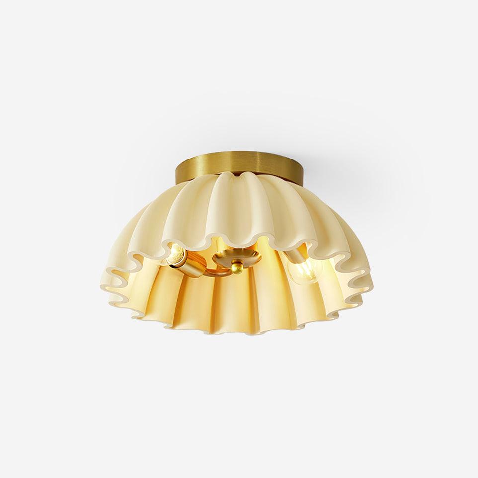 Ceiling Light HDPE Ruffle Canopy Metal Body Modern Minimalist