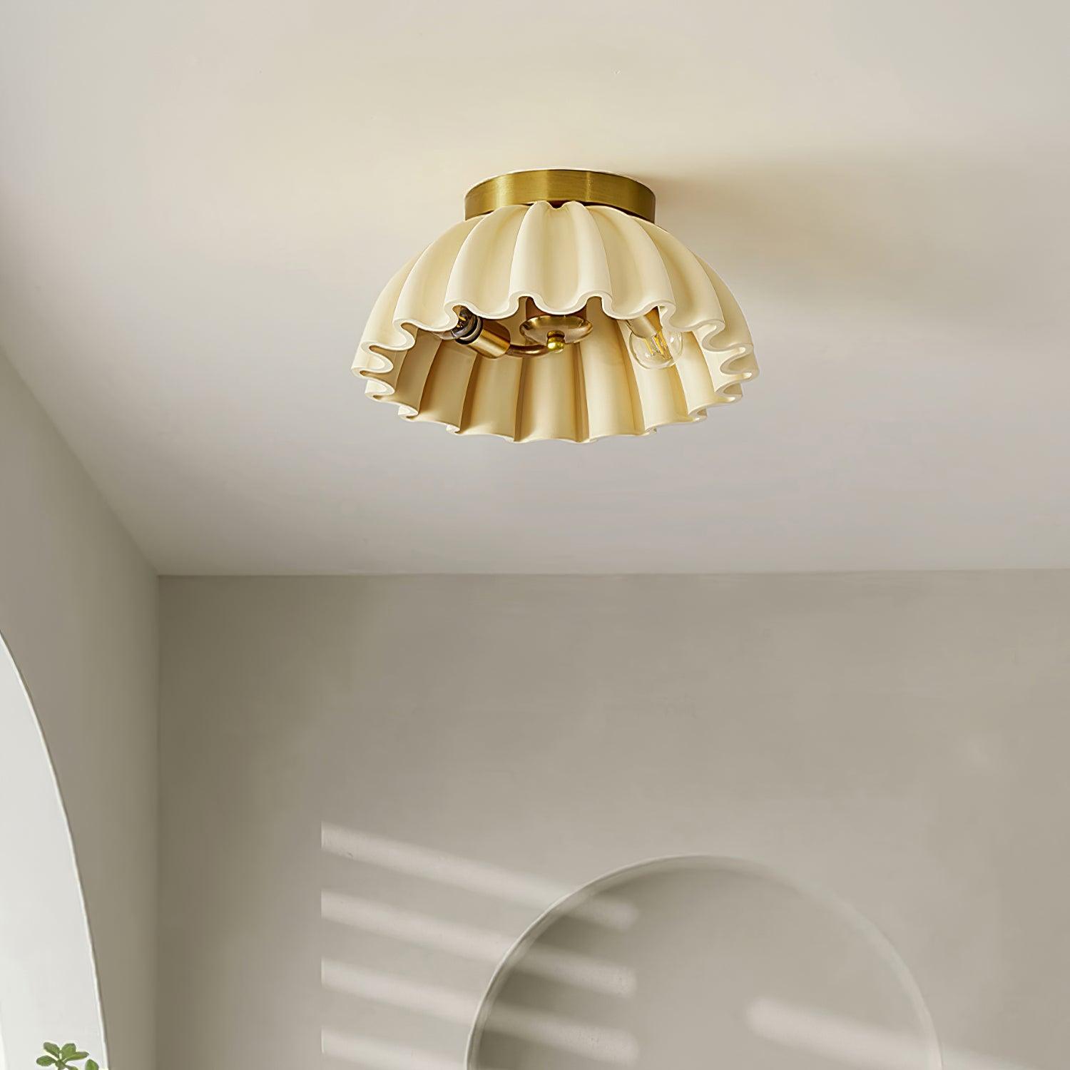 Ceiling Light HDPE Ruffle Canopy Metal Body Modern Minimalist